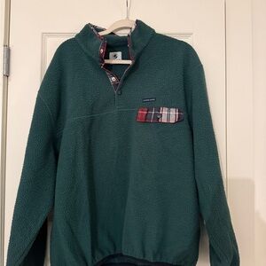 Southern Proper Green Men's Sweater with Plaid Accents